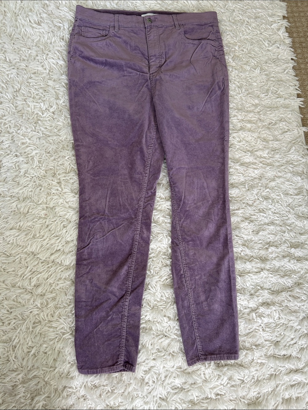 LOFT Purple Straight-Leg Corduroy Pants